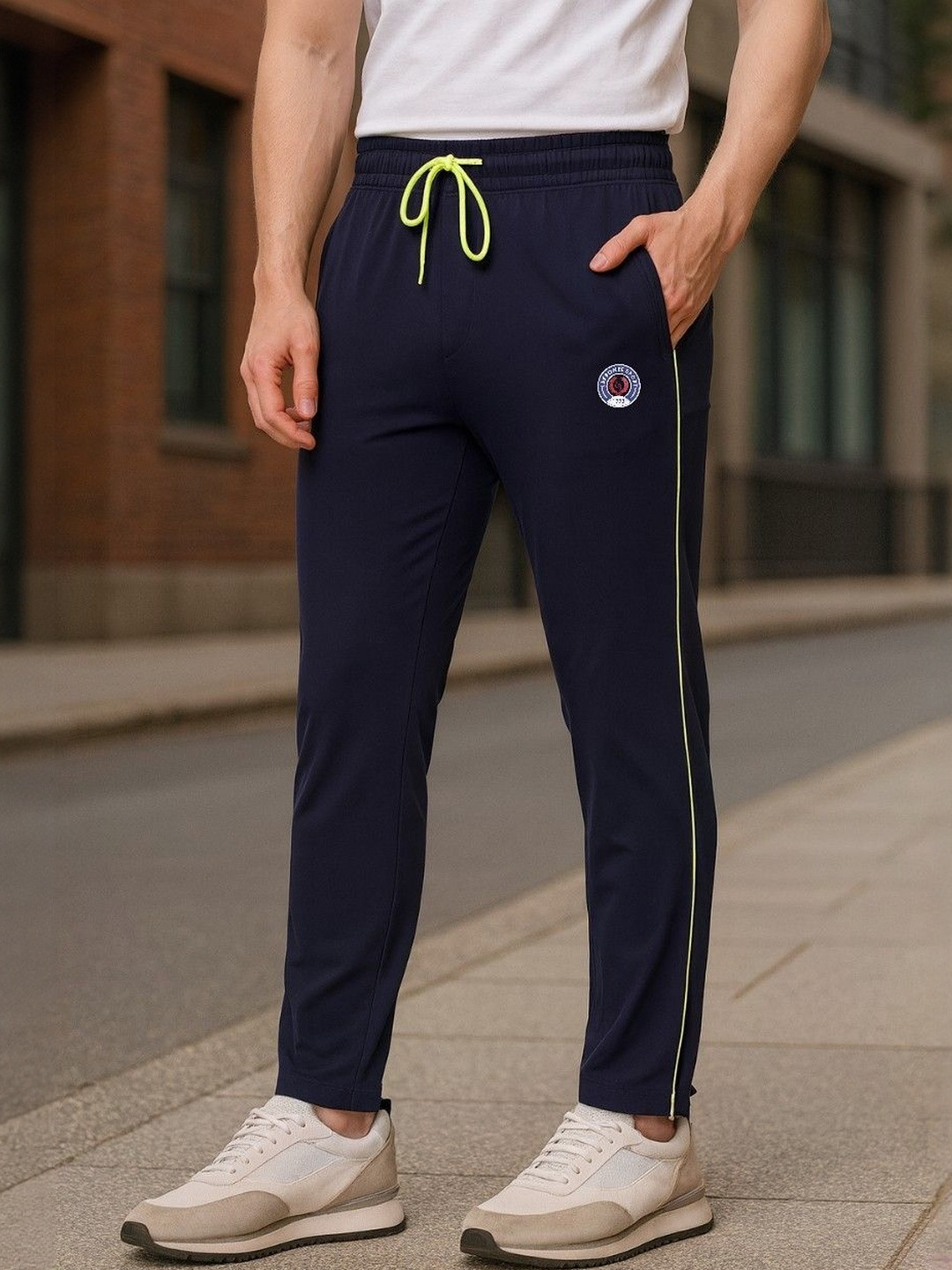 LEE BONEE Mens Navy Blue Dri Fit Nylon Regular Fit Track Pant