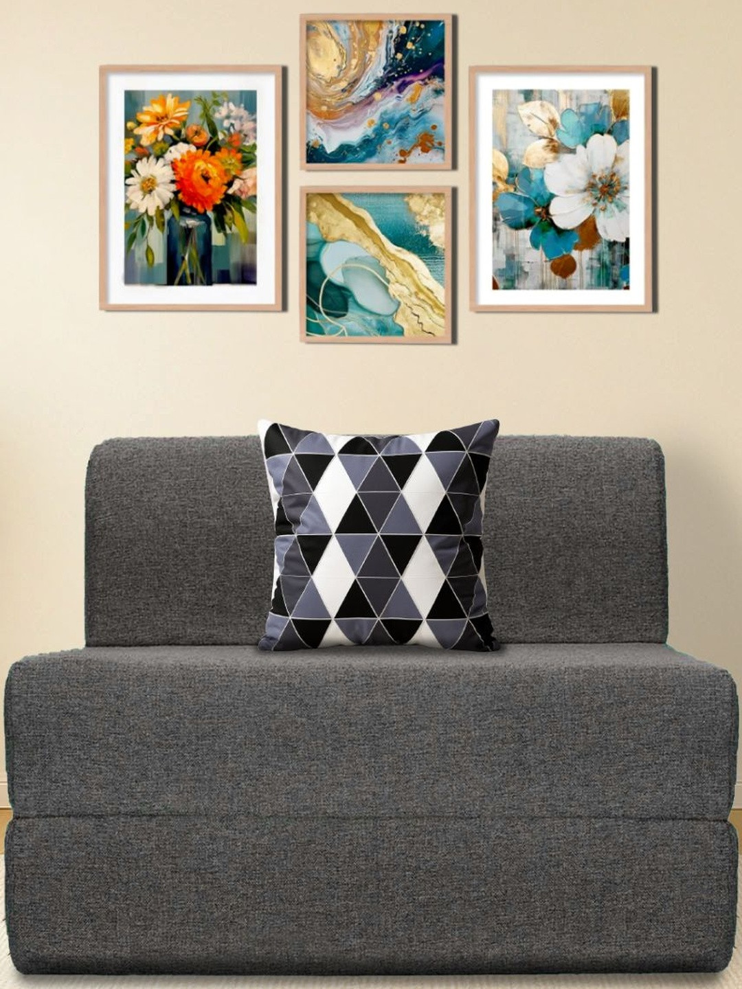 Clex Grey Foam Fold Out Sofa Cum Bed