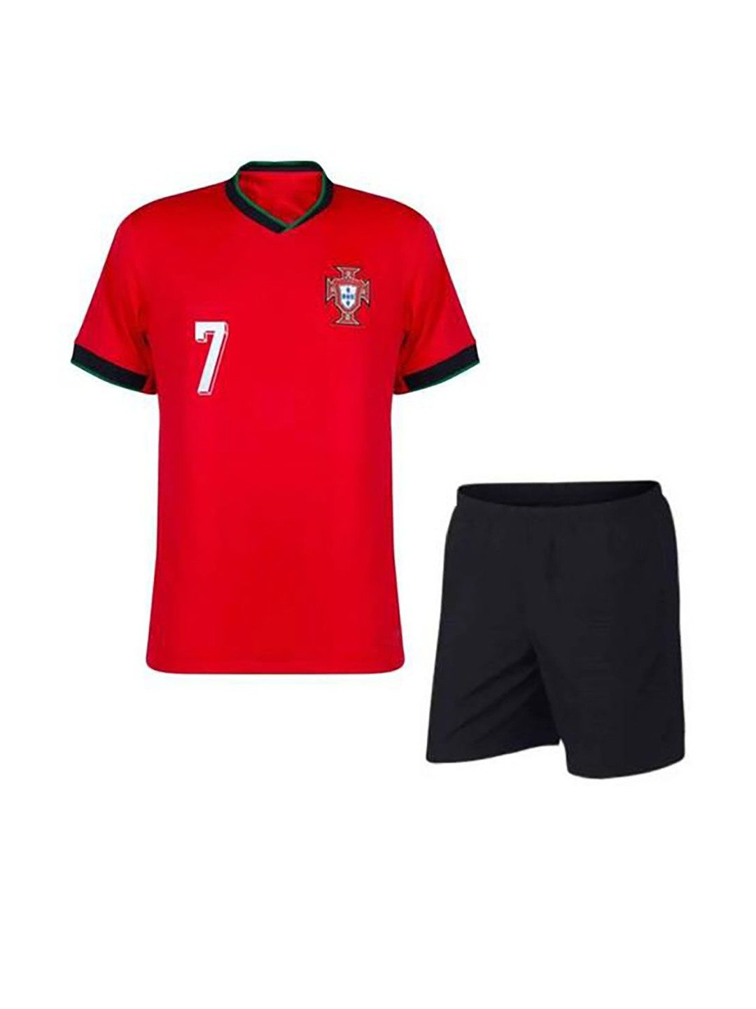 dostitch Boys Typography Printed V-Neck Dri-FIT Ronaldo 7 Home Kit Football Jersey T-shirt