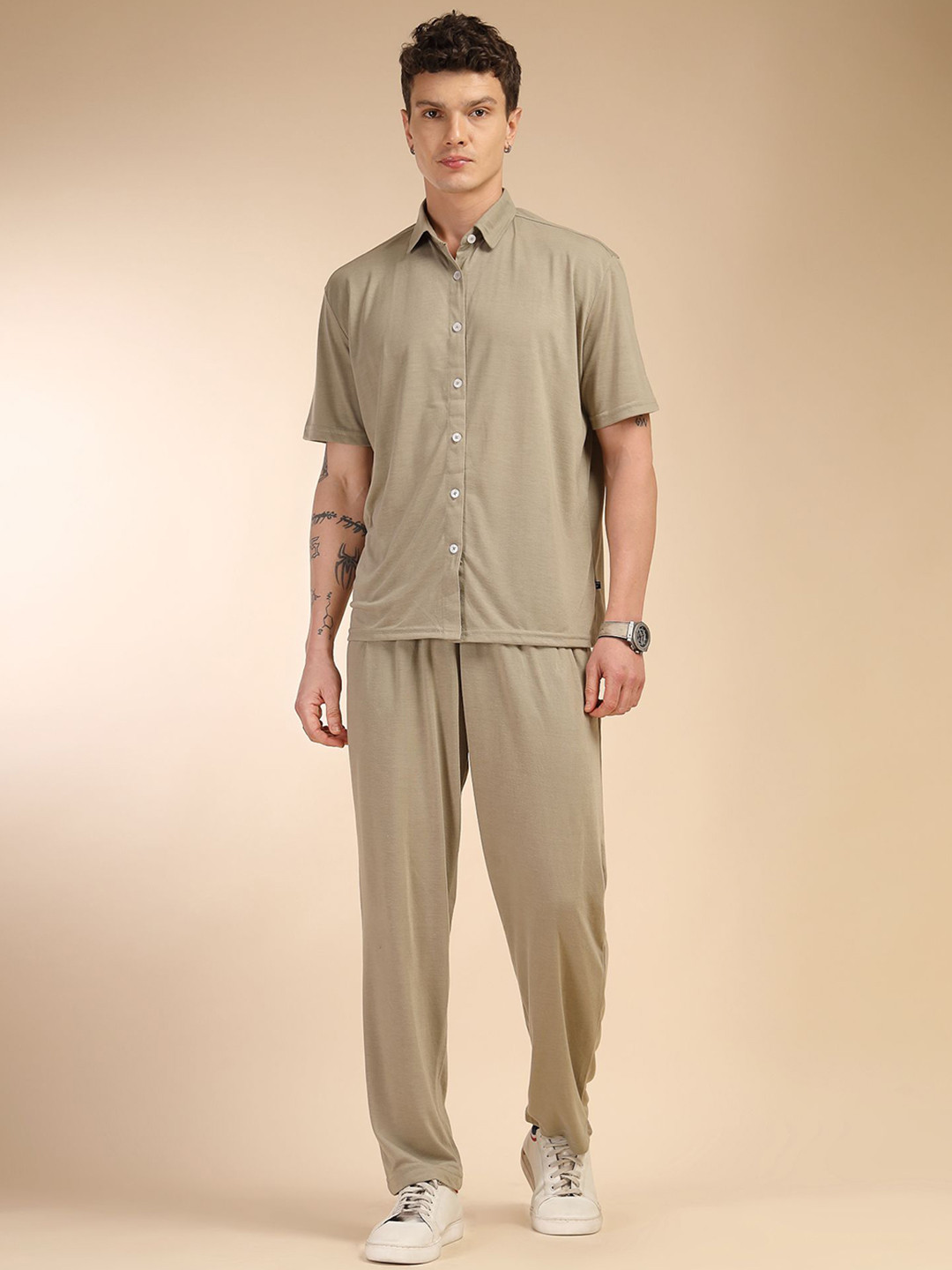 Thomas Scott Men Round Neck Relaxed Fit Shirt With Trouser Co-ords