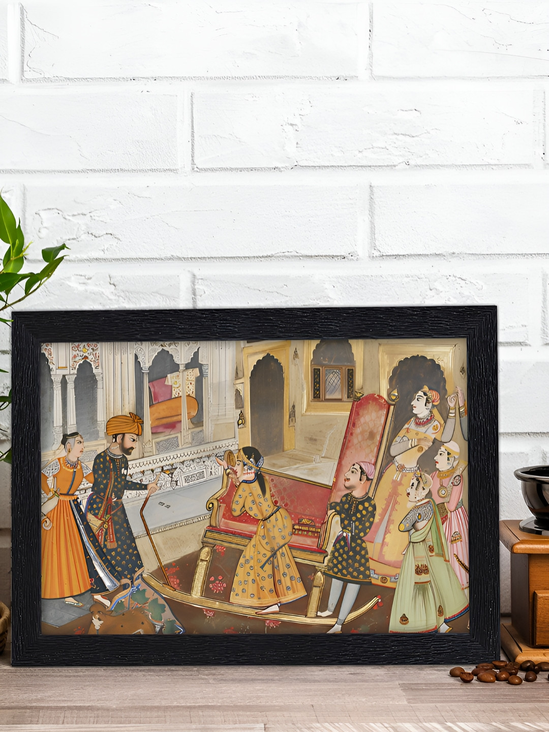 RANDOM Beige & Orange Mughal Miniature Printed Wall Art