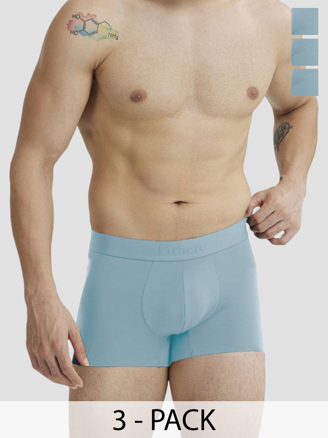B'there Pack Of 3 Mid-Rise Seamless Trunks U001_CLB_CLB_CLB