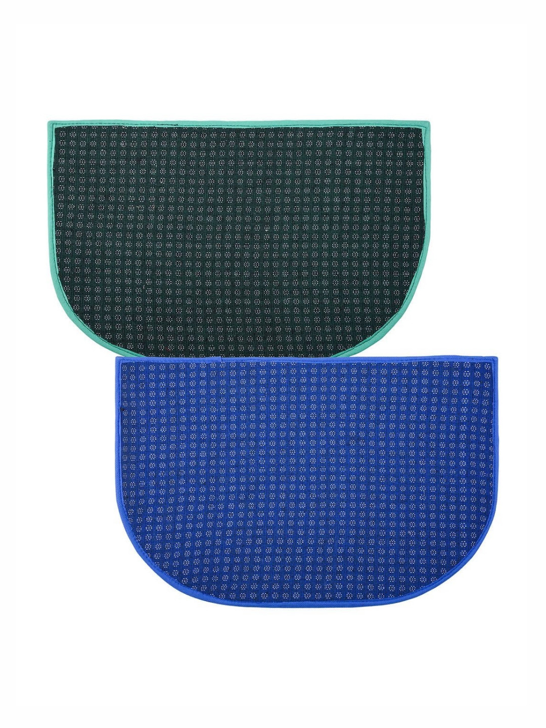 Aura Blue & Green 2 Pieces Wool Anti-Skid Doormats