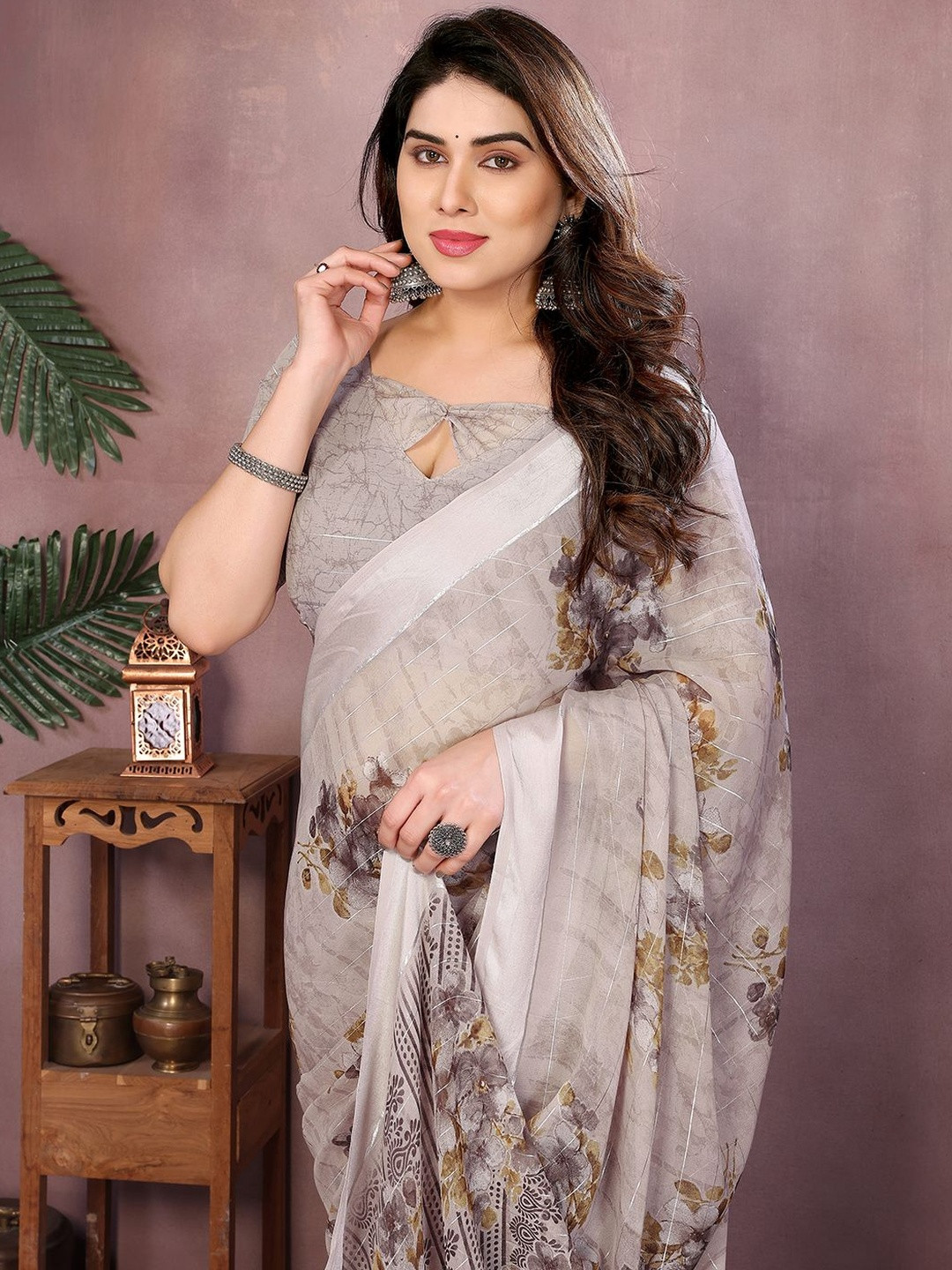 Moda Rapido Women Floral Print Poly Georgette Designer Saree