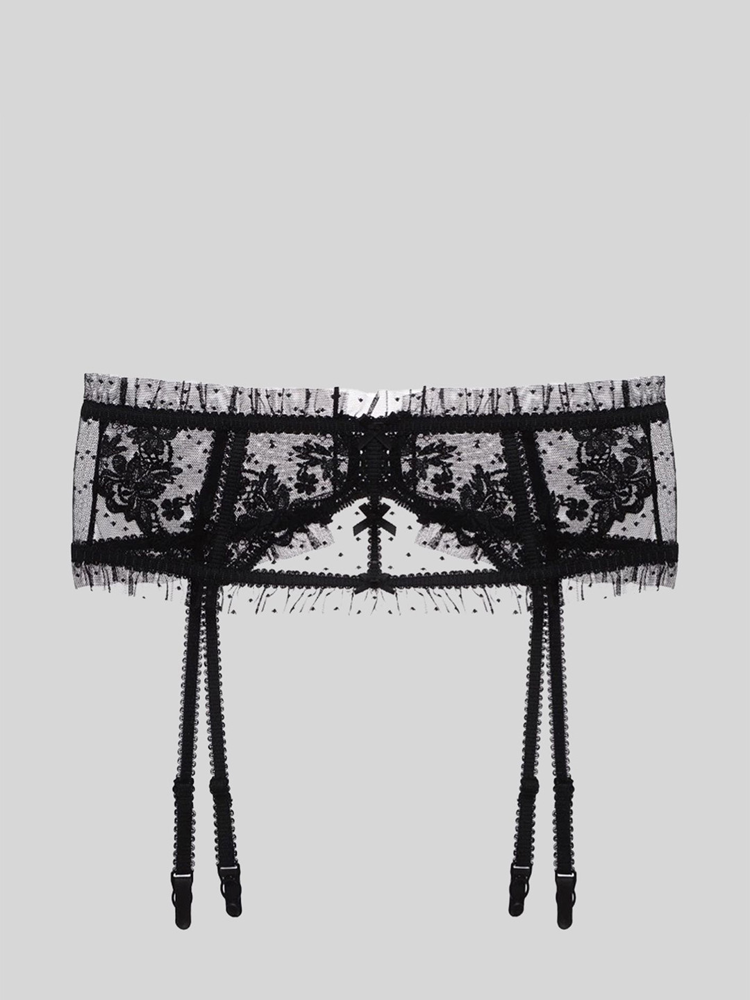 LULU & SKY Sheer Lace Garter Belt Corset With Clip-on Strings