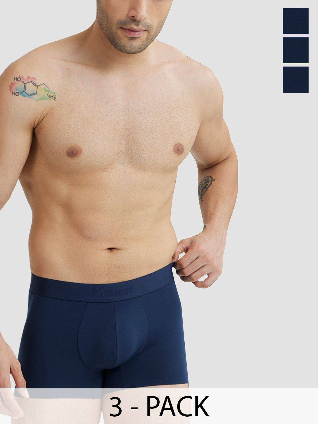 B'there Men Pack Of 3 Seamless Short Trunks U001_SPB_SPB_SPB