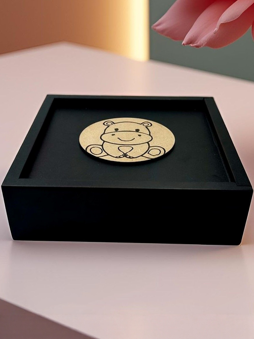 Angira handicrafts Brown Printed 4 Compartment Wooden Dry Fruit Box