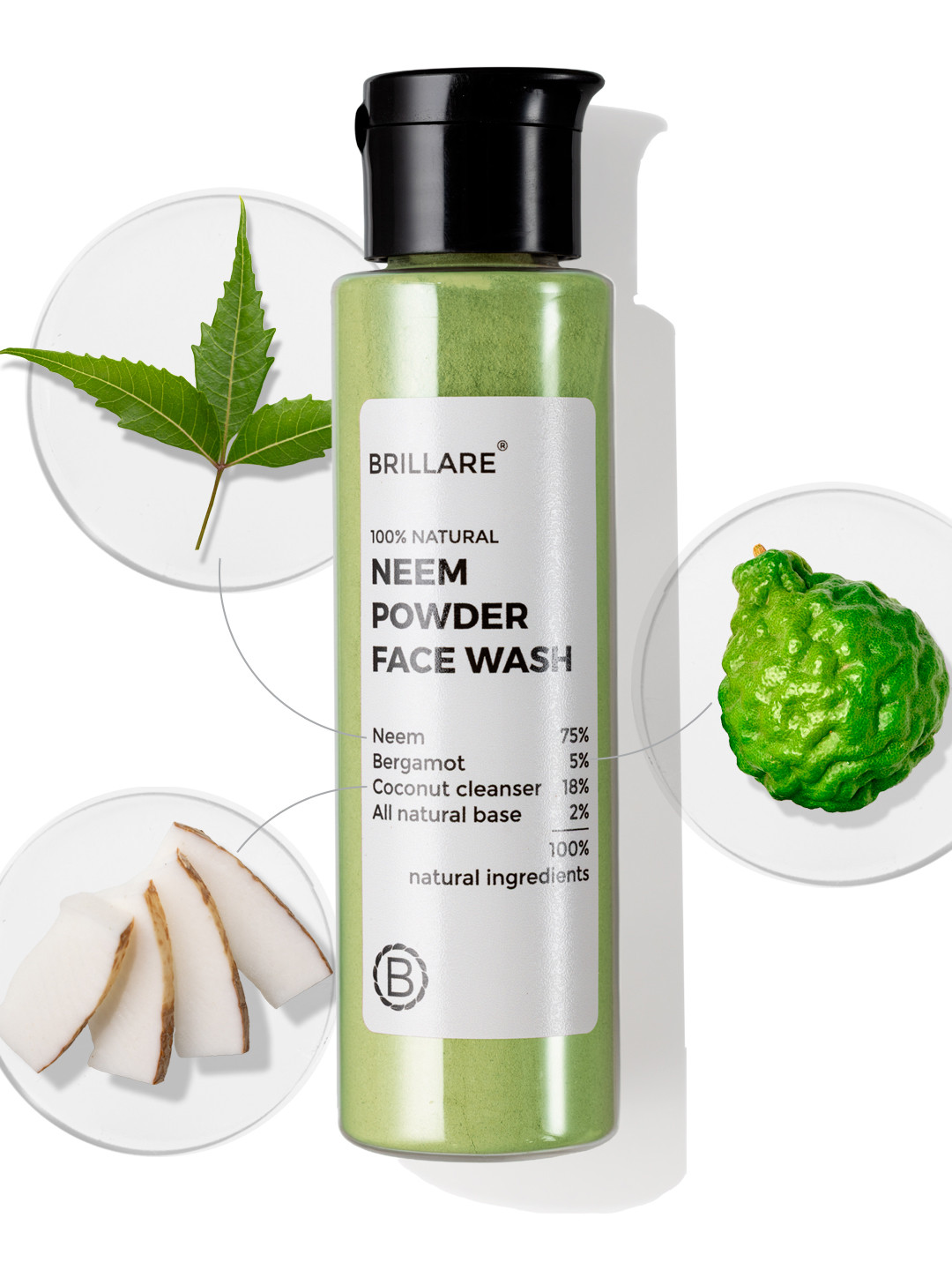 BRILLARE Neem Powder Face Wash for Acne,Pimples|100% Natural Face Wash for Men and Women