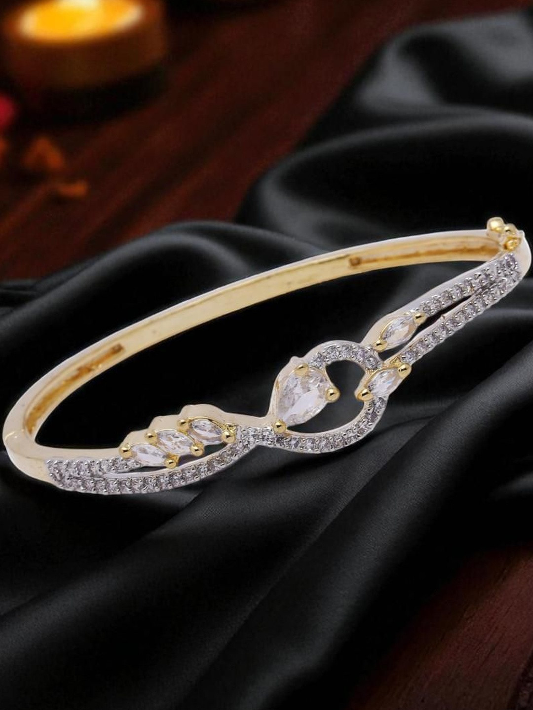 ANIKAS CREATION Women Brass American Diamond Handcrafted Abstract Bracelet