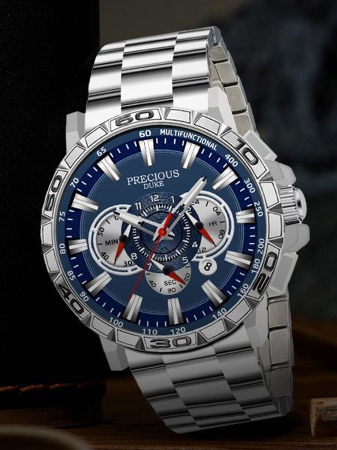 Precious Duke Men Dial & Stainless Steel Straps Analogue Watch PD_808380784480_Blue_64