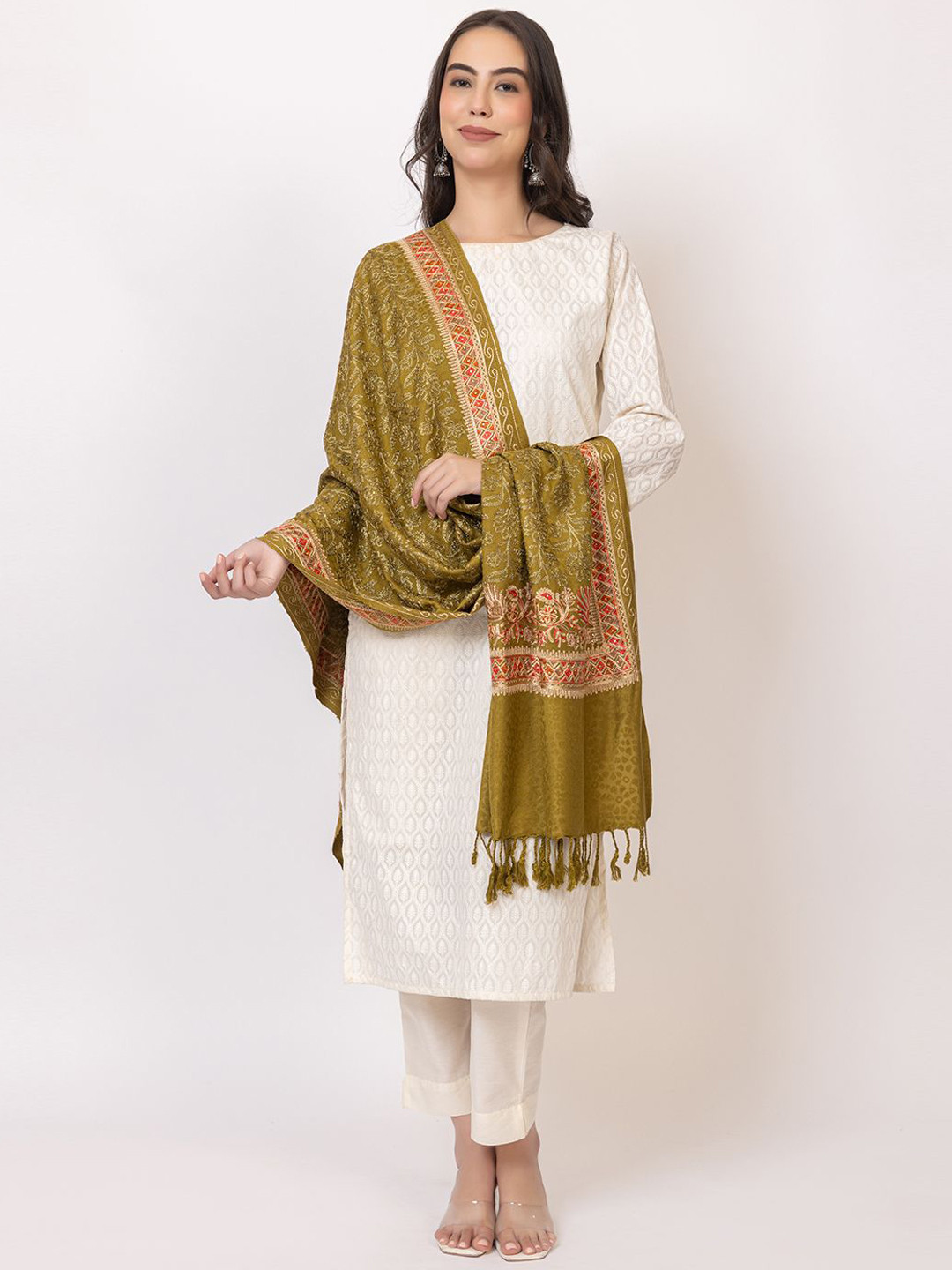 PYRO SPIRIT Women Floral Embroidered Shawl