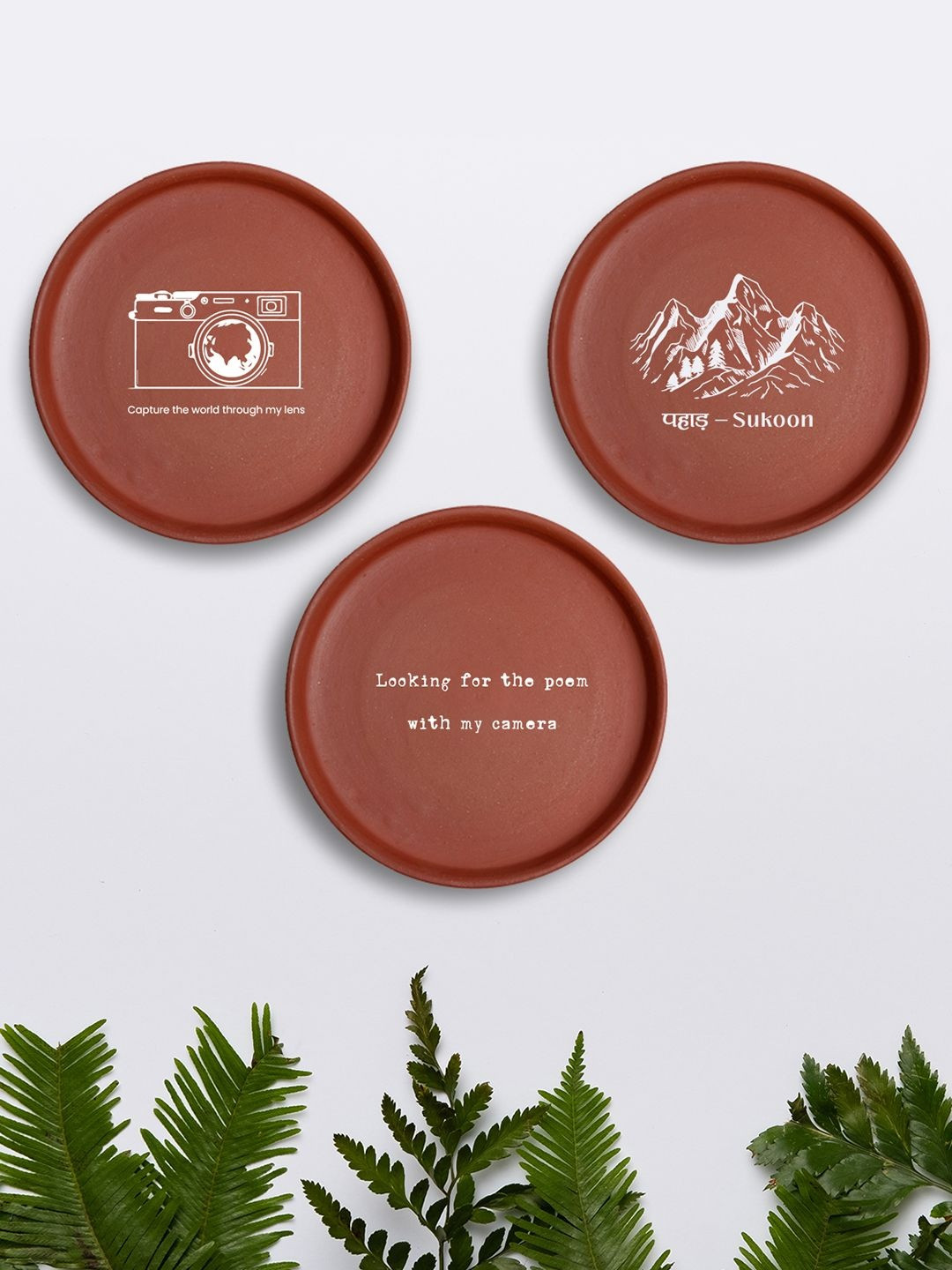 ALMIRO TREE Set Of 3 Through The Lens Terracotta Wall Plate