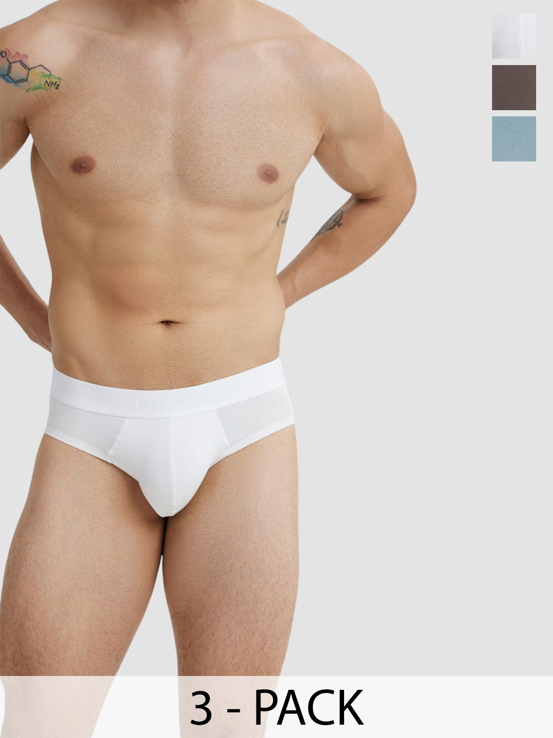 B'there Men Pack Of 3 Low-Rise Basic Briefs U002_PWH_CLB_SPG