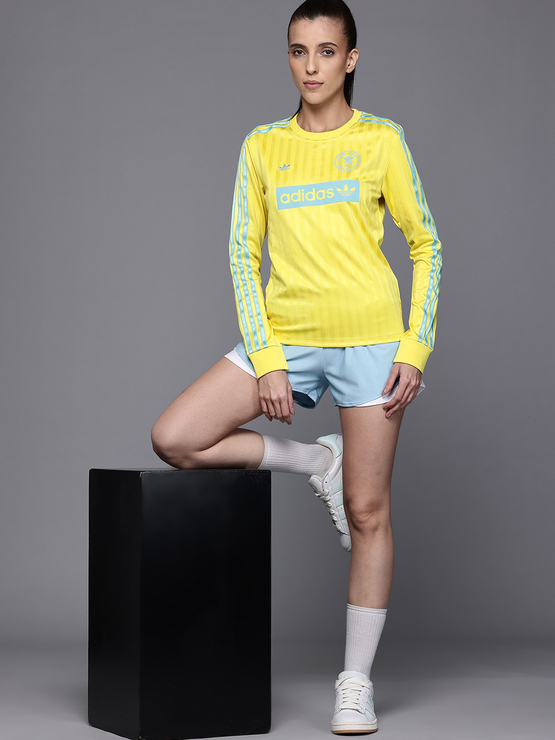 ADIDAS Originals Brand Logo Detail Striped Long Sleeves T-shirt