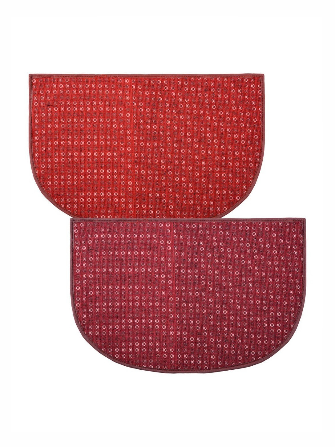 Aura Red & Maroon 2 Pieces D-Shape Woolen Anti-Skid Doormats