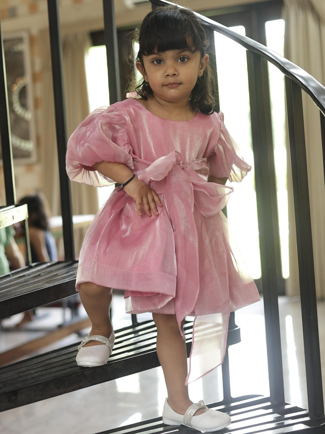 SPIN N TALES Girls Round Neck Cotton Fit & Flare Dress