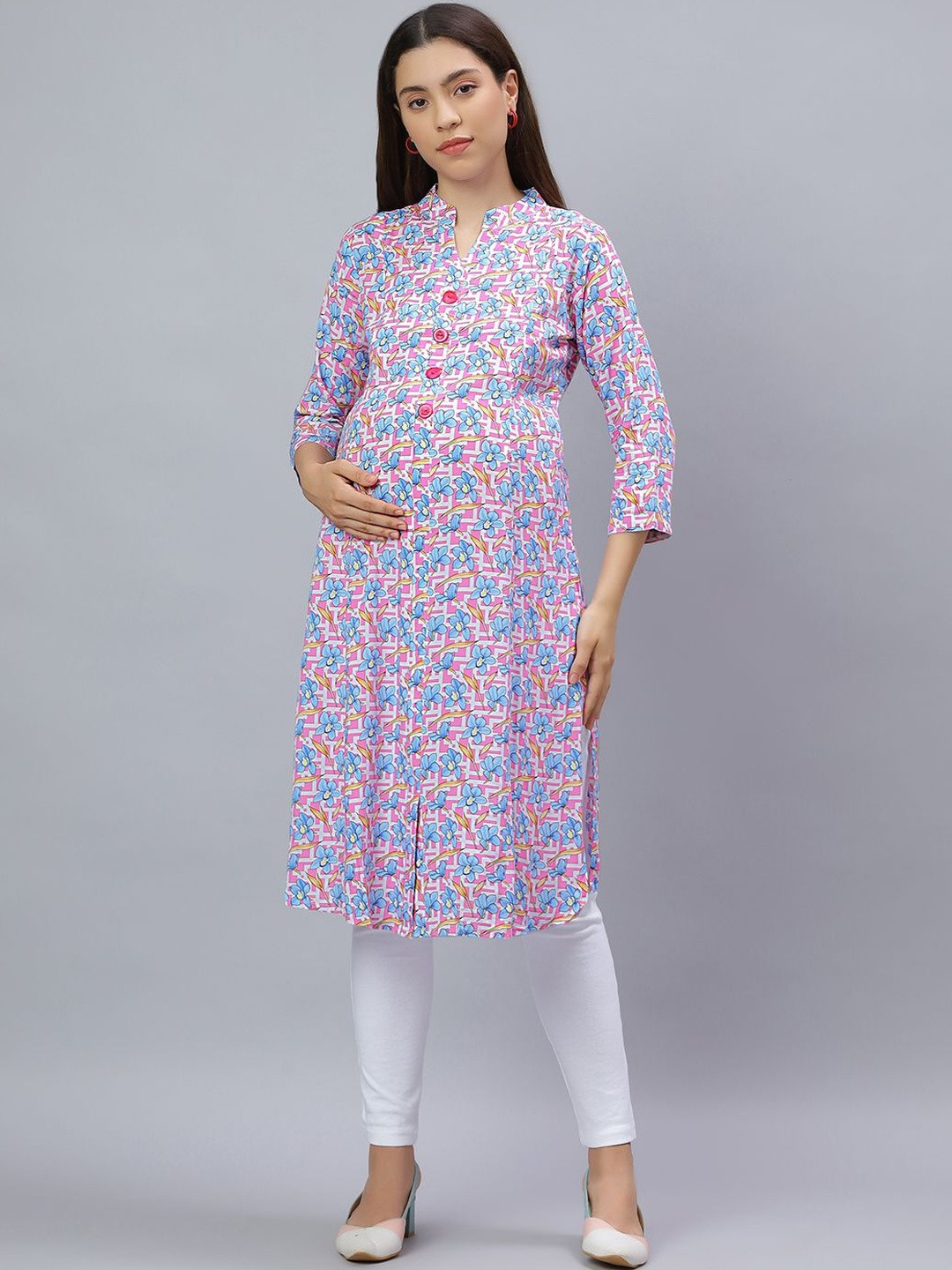 Mammas Maternity Women Viscose Rayon Printed  Kurtis