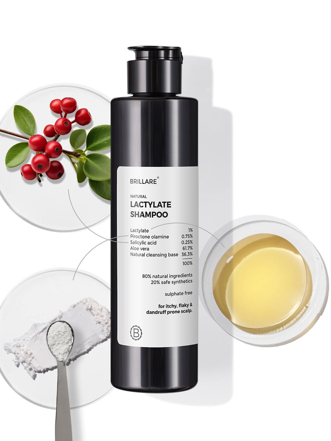 BRILLARE Lactylate Anti-Dandruff Shampoo for Itchy Scalp & to Reduces Dandruff 200 ml