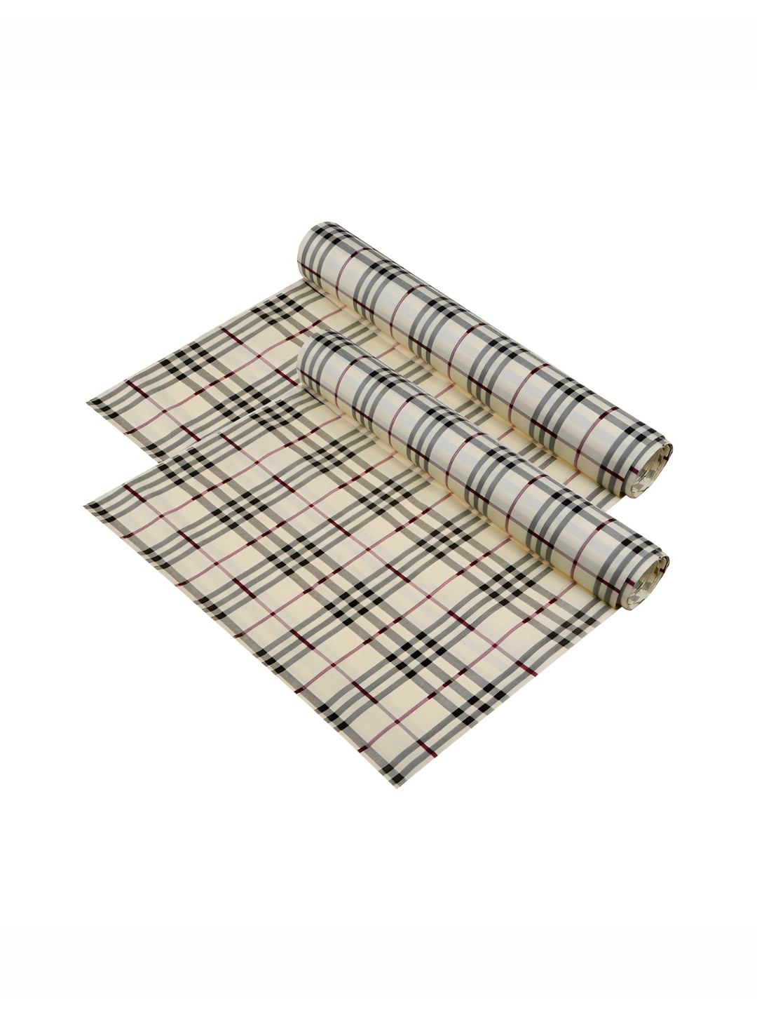 Aura Cream-Coloured & Black 2 Pieces Check-Design Water Resistant Shelf Liner Organisers