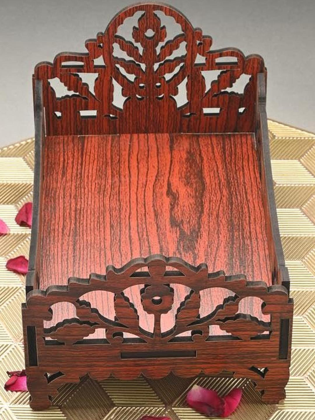 SOMIL Brown Textured Wooden Home Temple