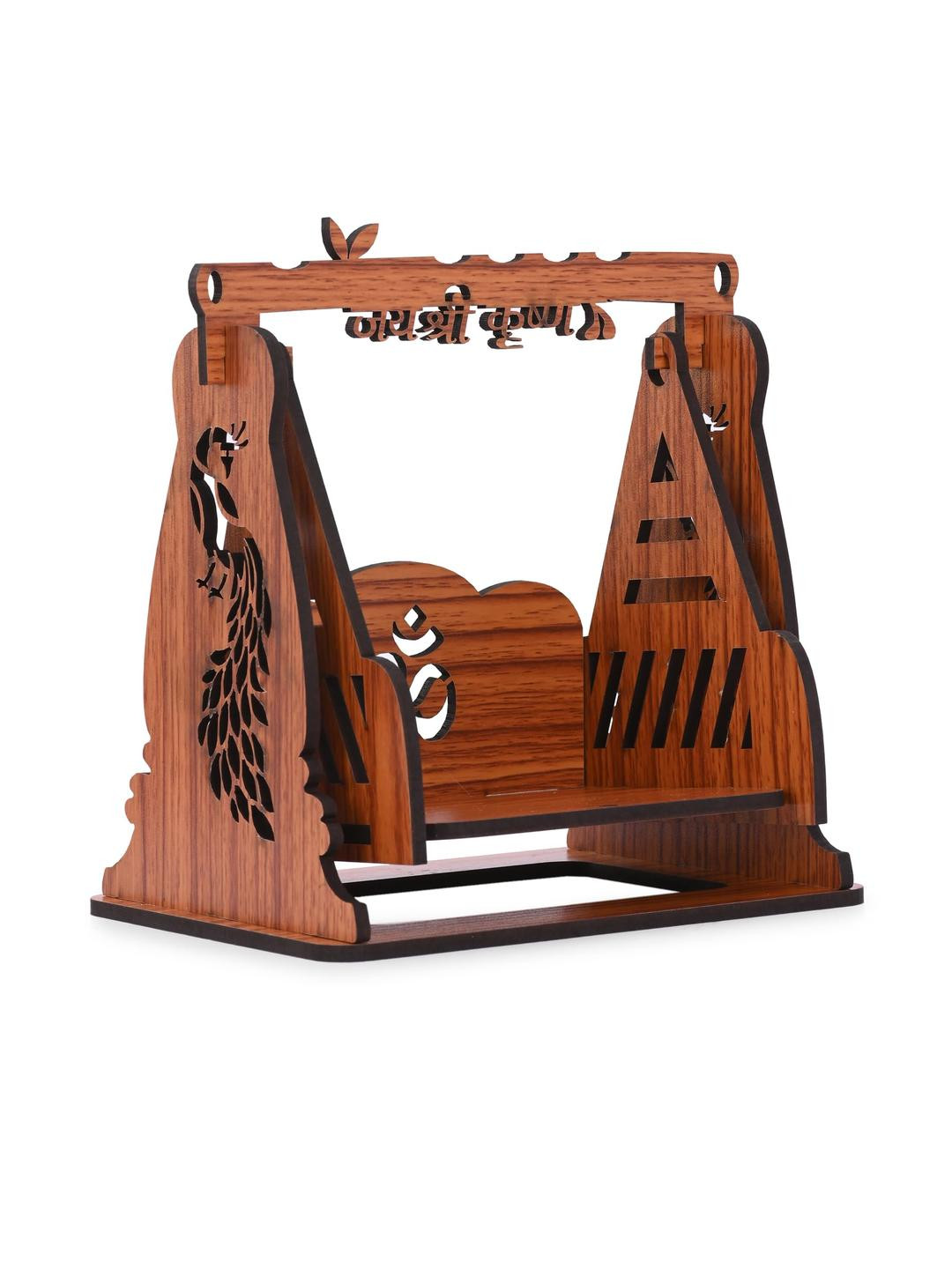 SOMIL Wooden Hand Crafted Peacock Design Mandir Swing