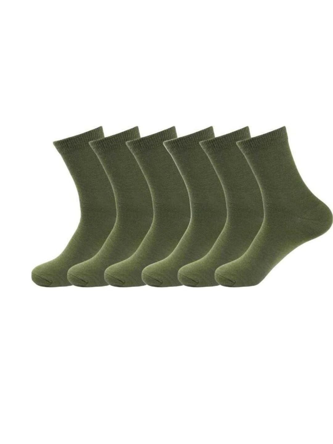 Akeeta Pack of 6 Army Green Plain Long MC Socks