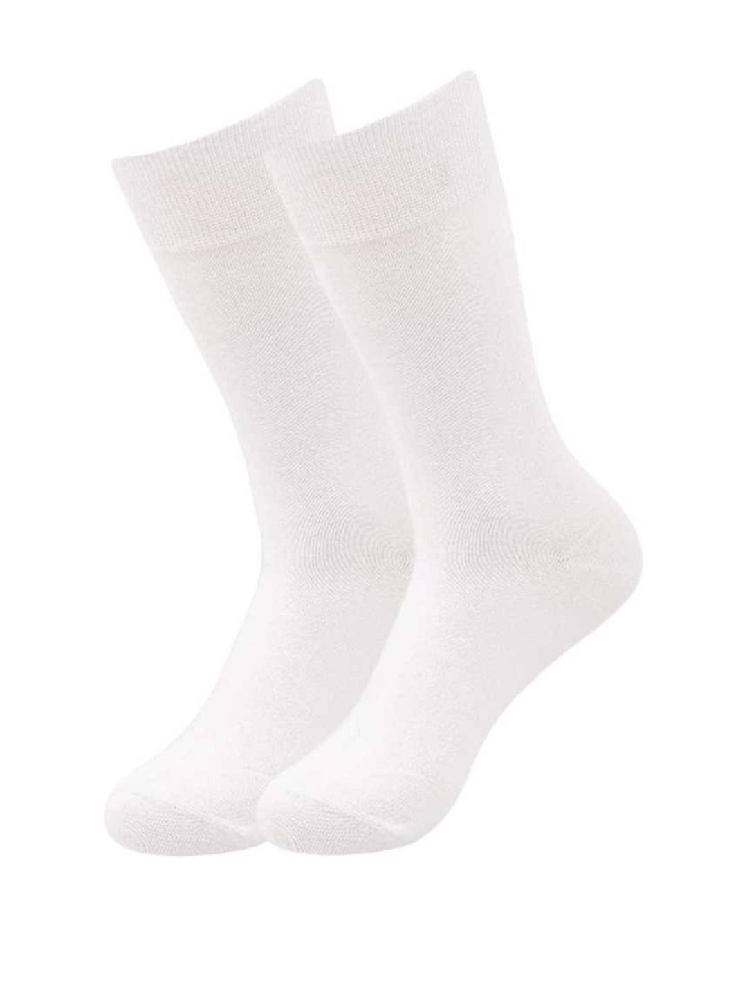 Akeeta White Lycra Plain Long Socks(Pack of 1)