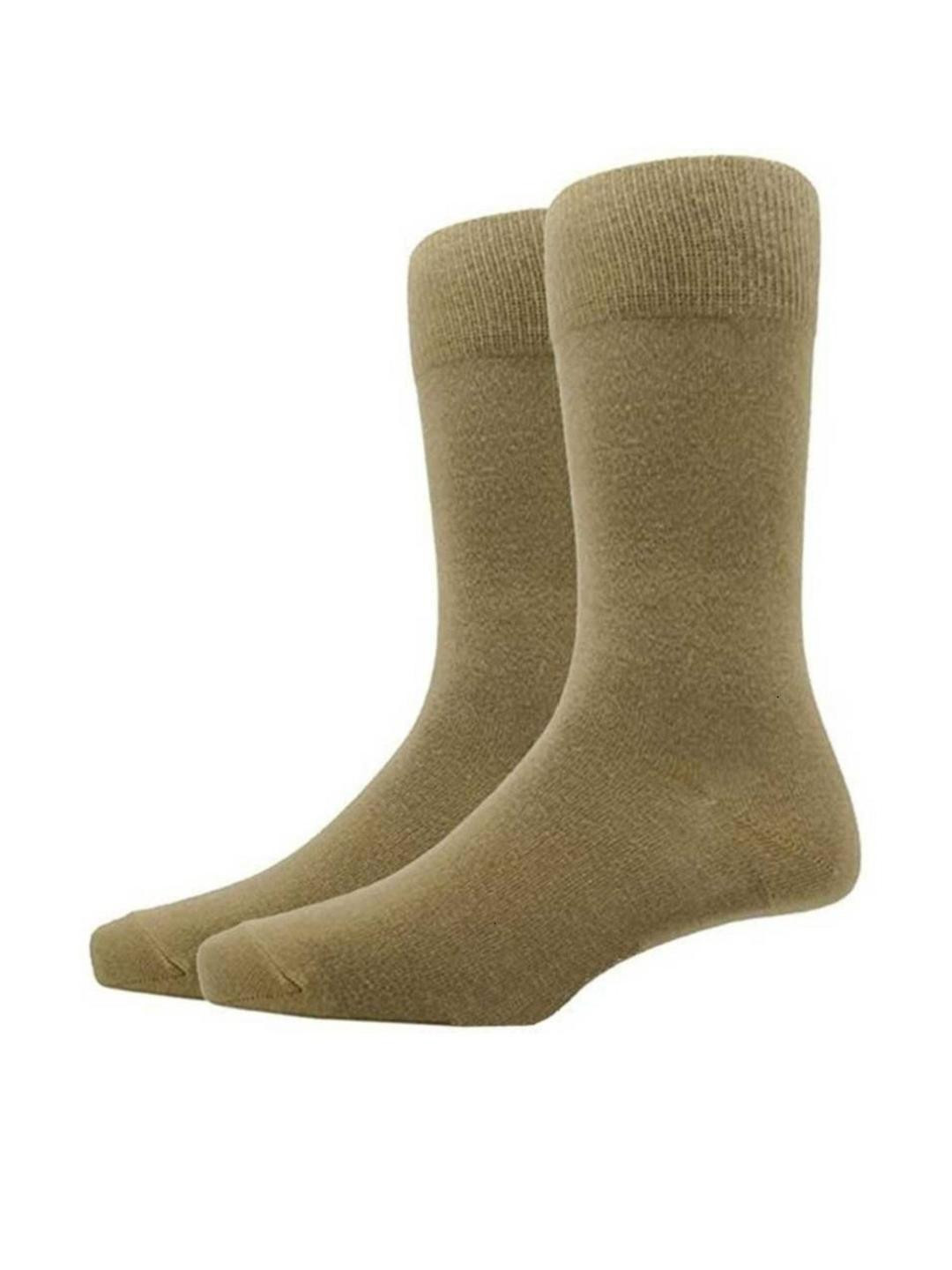 Akeeta Unisex Khaki Pack Of 2 Cotton Solid Ankle-Length Socks