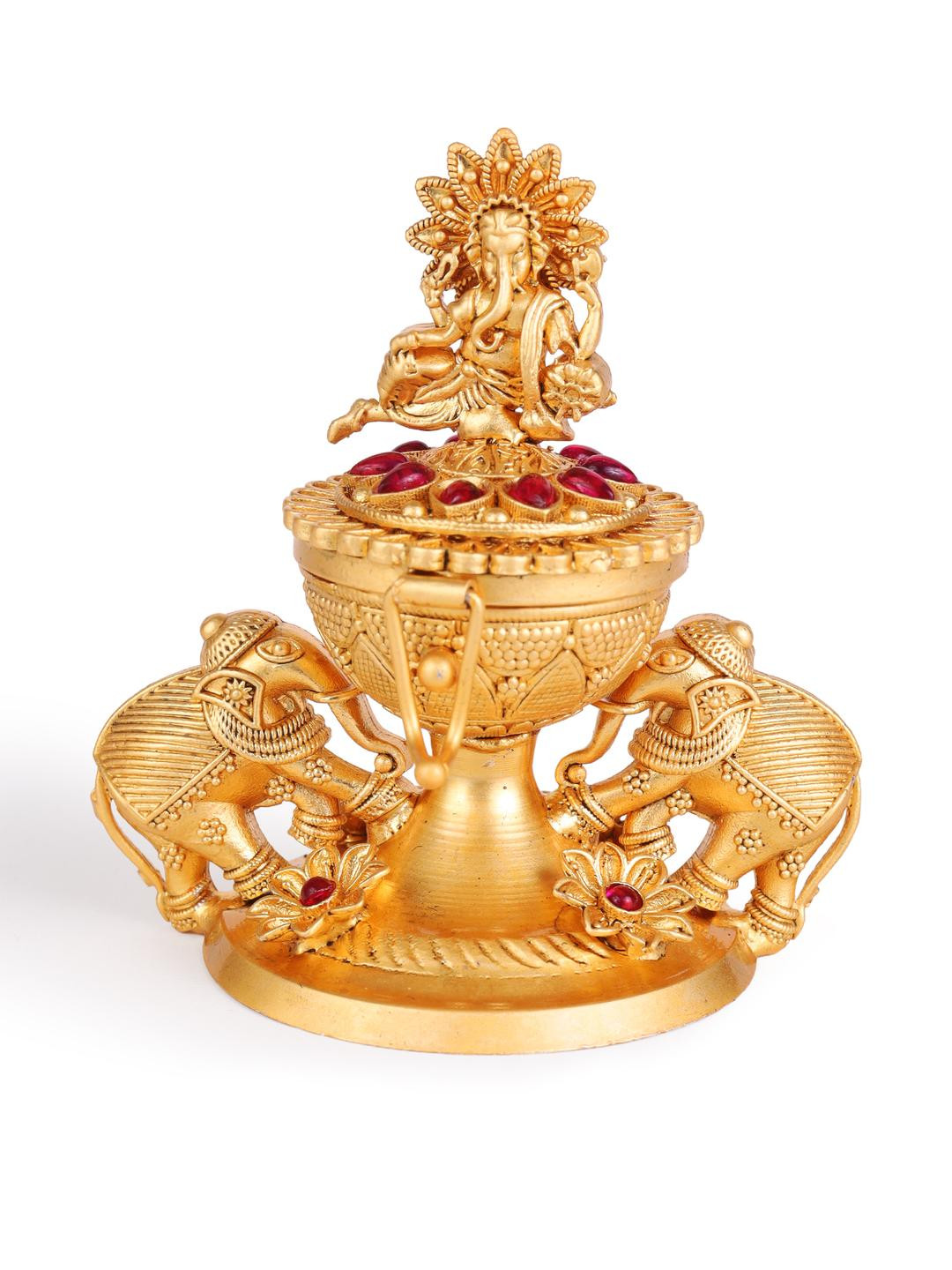 SALONI FASHION JEWELLERY Women Gold Toned Lord Ganesha and Elephant Sindoor Box