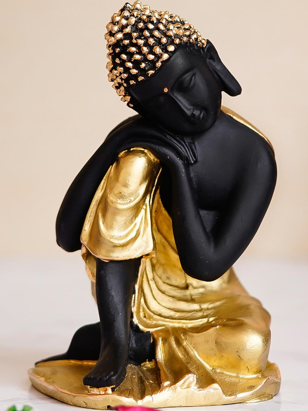 ROYALBOX Black And Gold Toned Buddha Idol Showpiece