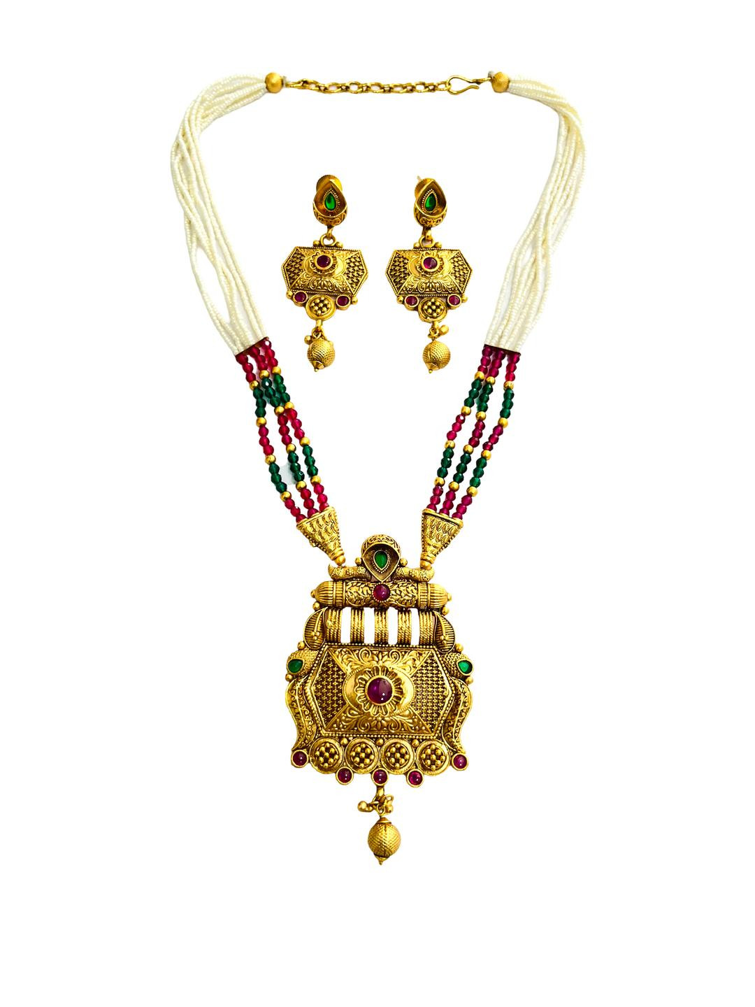 J D Jewellers Women Rajputana Rajasthani Ethnic Rajwadi Necklace Jewellery Set