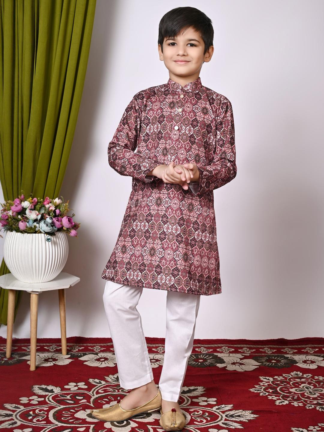 HUMAN CHOICE Boys Multicolor Embroidered Regular Sequinned Kurta with Pyjamas