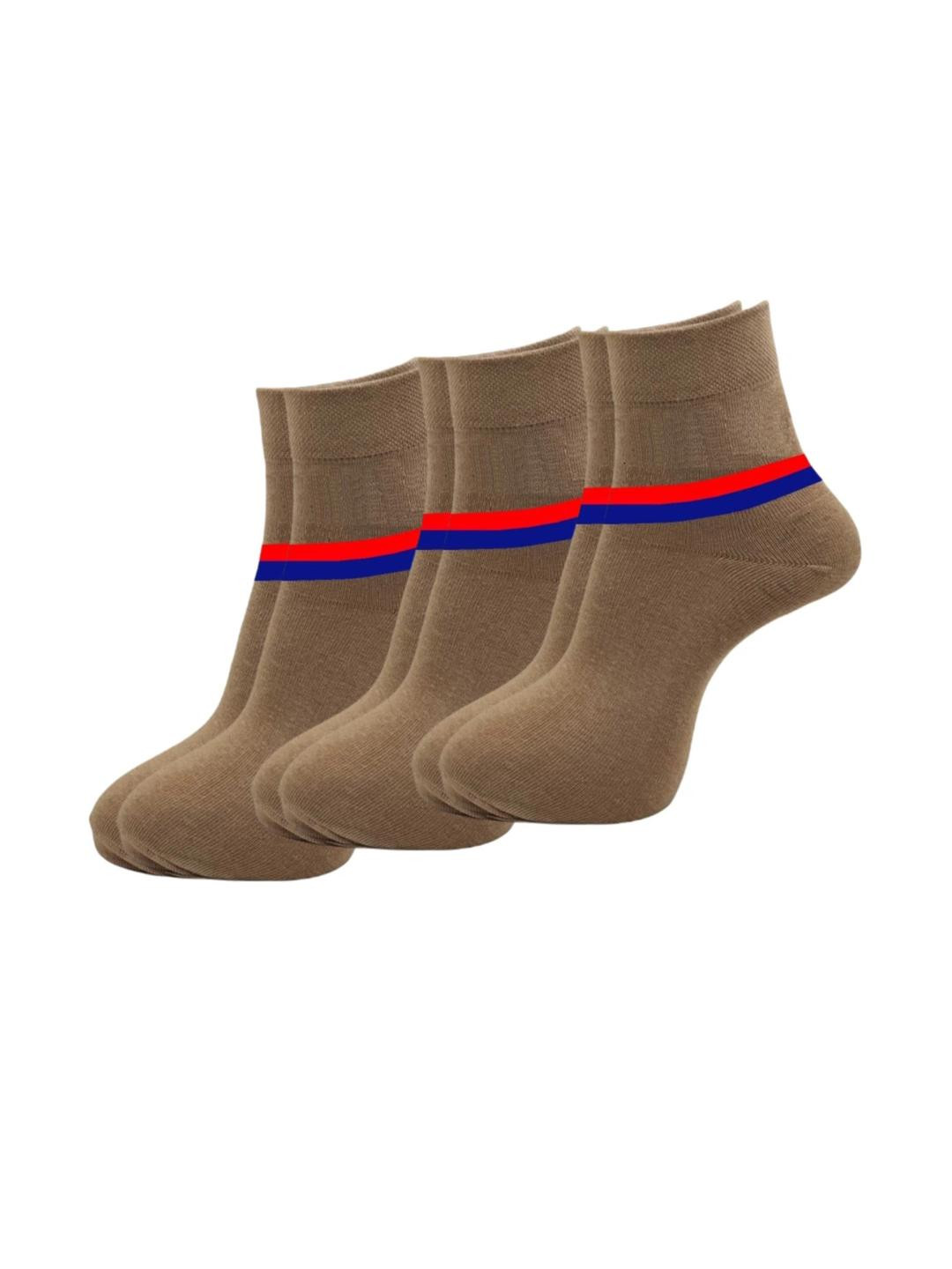Akeeta Pack of 3 Khaki plain Anklet patta  Ankle length socks