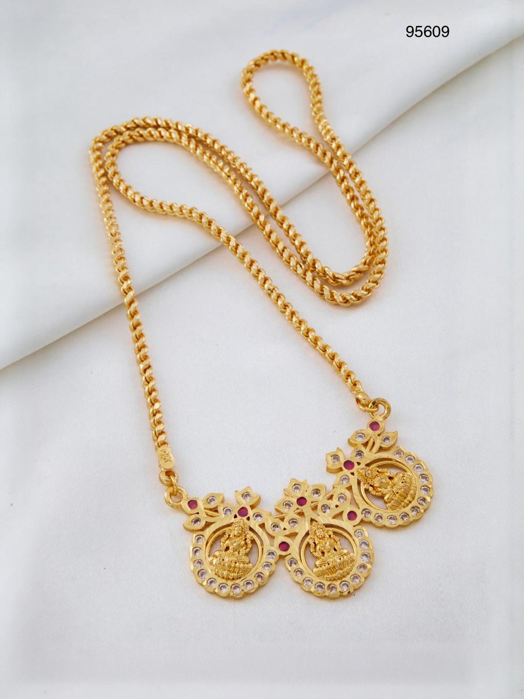 SAT KAIVAL FASHION Women Gold-Plated Artificial Stones Mangalsutra