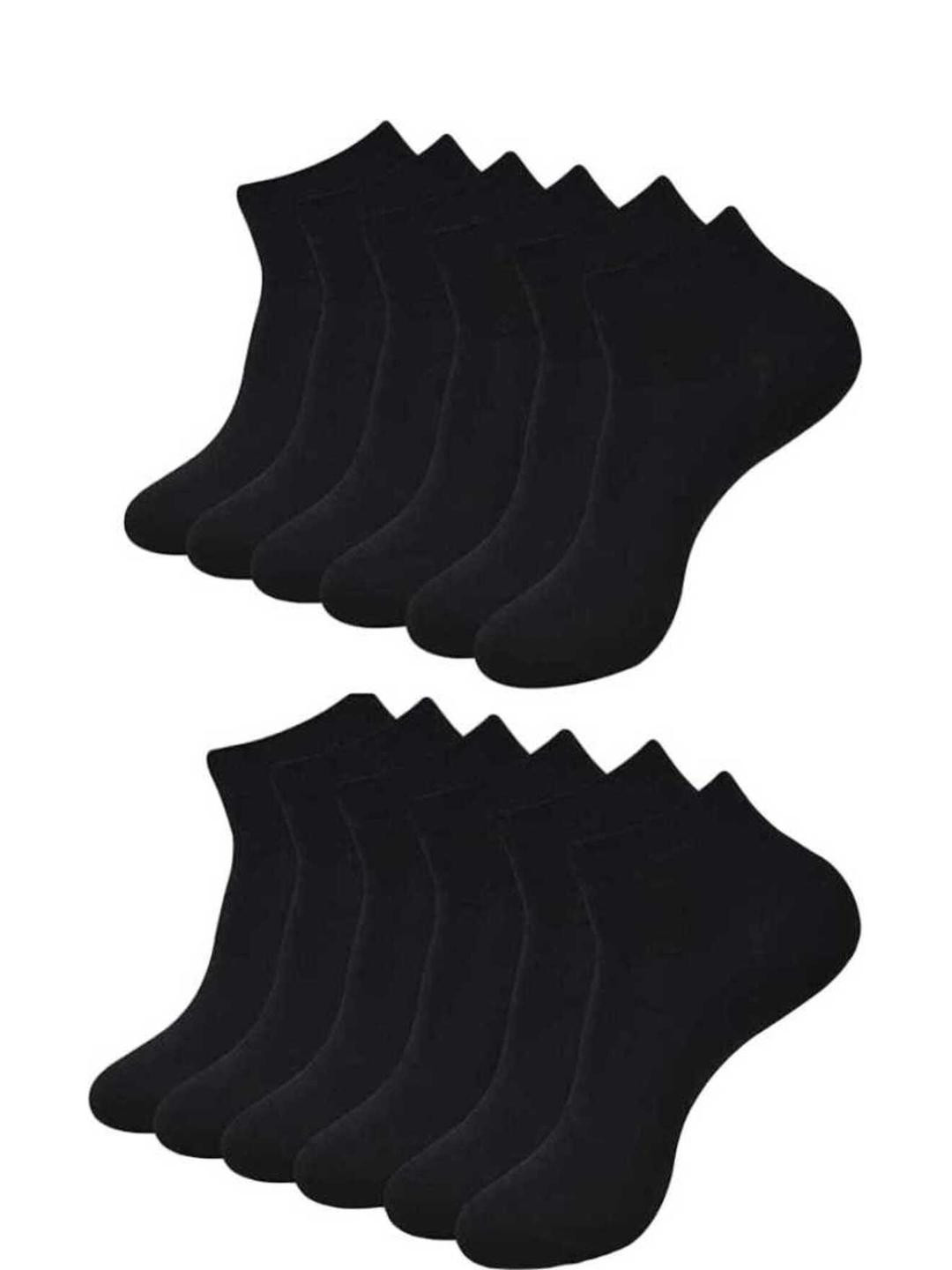 Akeeta Black Lycra Plain Ankle Socks (Pack of 12)