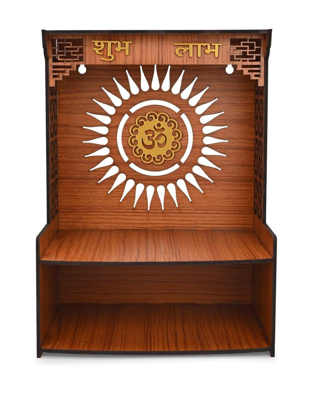 Somil Wooden Carved Pattern Designer Wall Mounted Temple