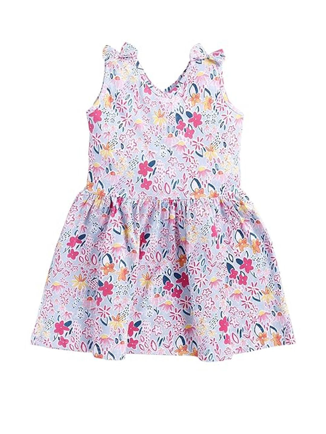 THE COTTON BABY Flower Printed A-Line Sleeveless Dress
