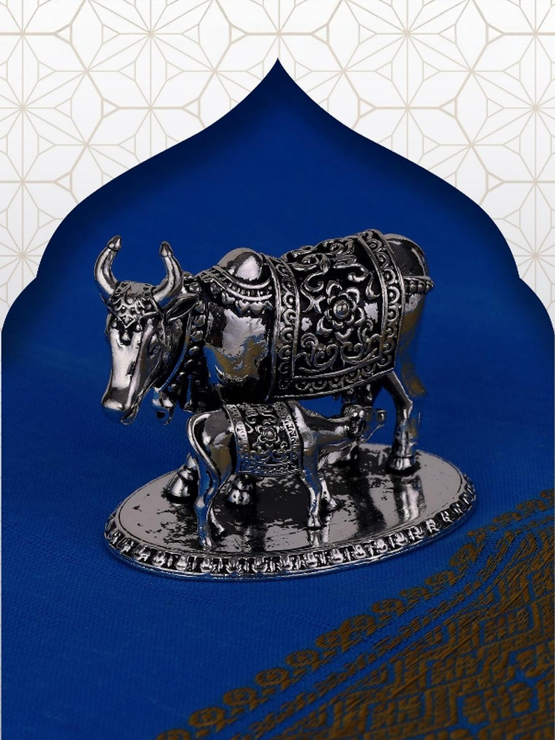 SALONI FASHION JEWELLERY Silver-Toned Gau Mata Idol Showpiece