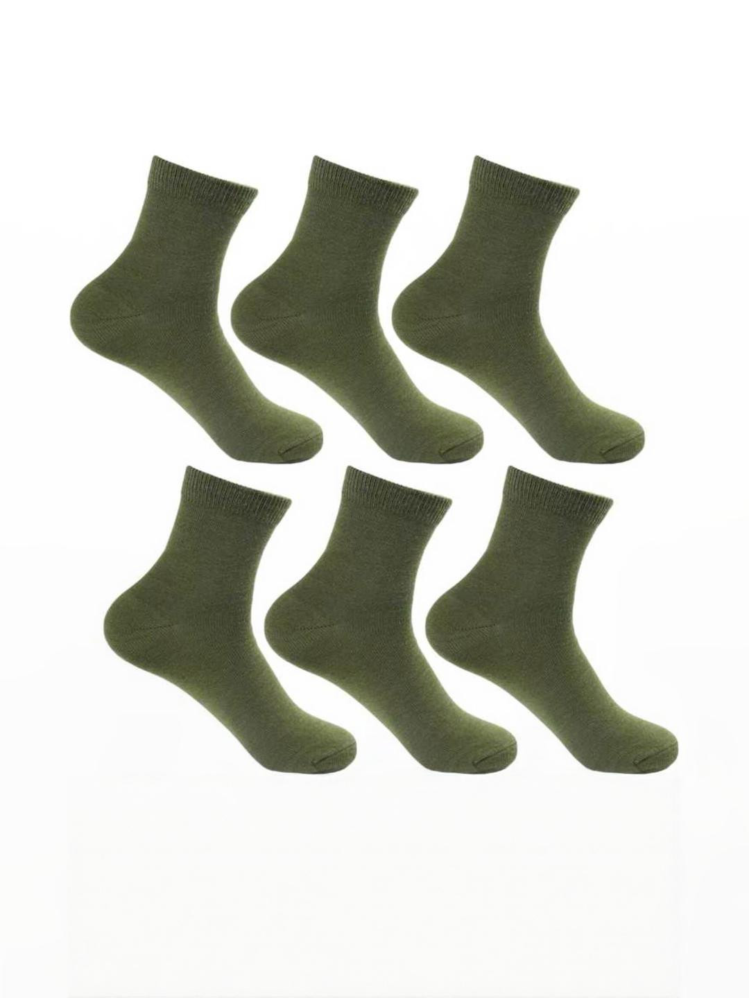 Akeeta Unisex Army Green Pack Of 2 Cotton Solid Ankle-Length Socks