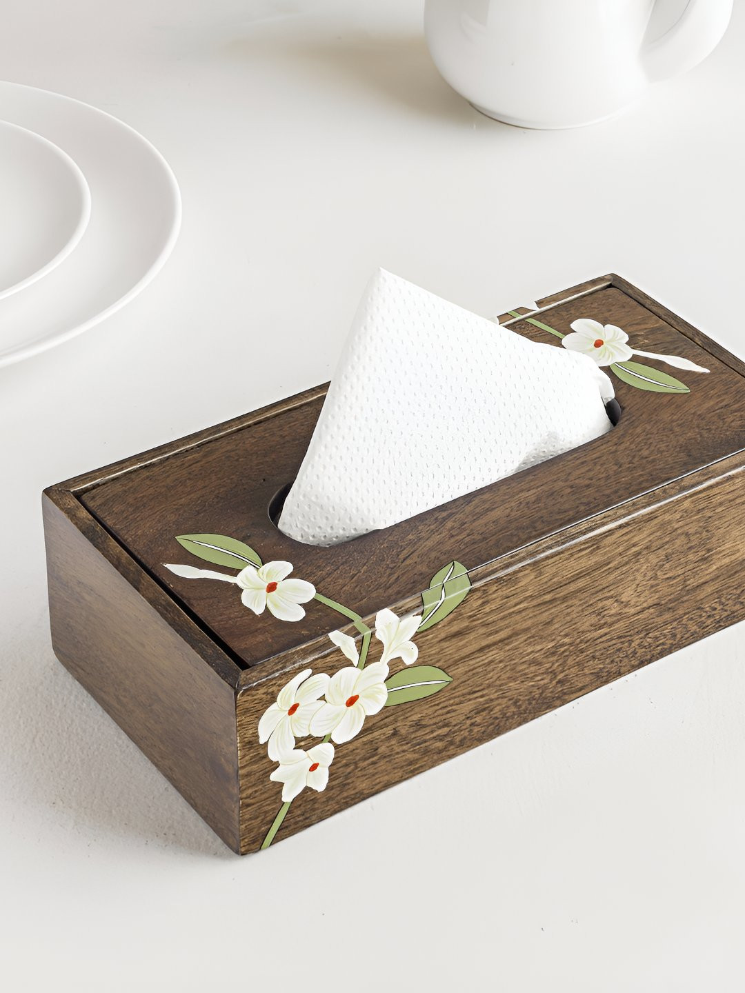 Aurum Crafts Brown WoodenTissue Holder