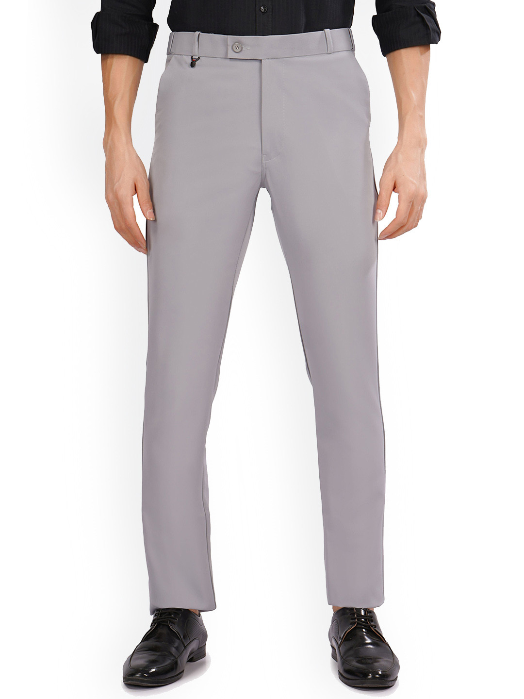 FLAKED Men Belt Regular Fit Formal Trousers