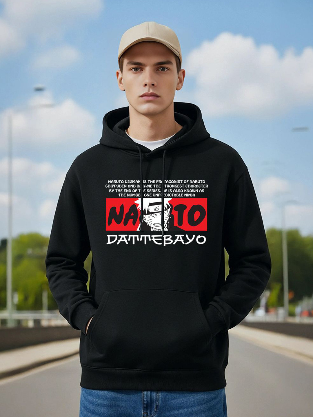 MaverIQ Men Graphic Printed Uzumaki Naruto Hooded Neck Full Sleeve Hoodie