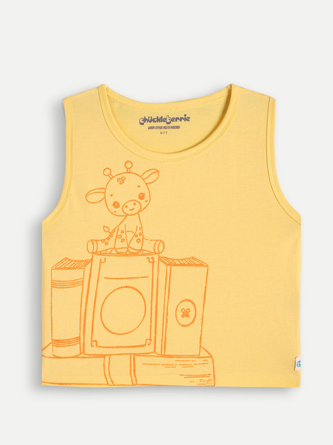 Chuckleberrie Girls Print Cotton Tank Crop Top