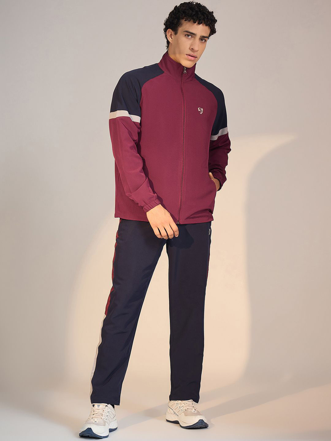 SG Men Coloblocked Polo Collar Knitted Tracksuit Set