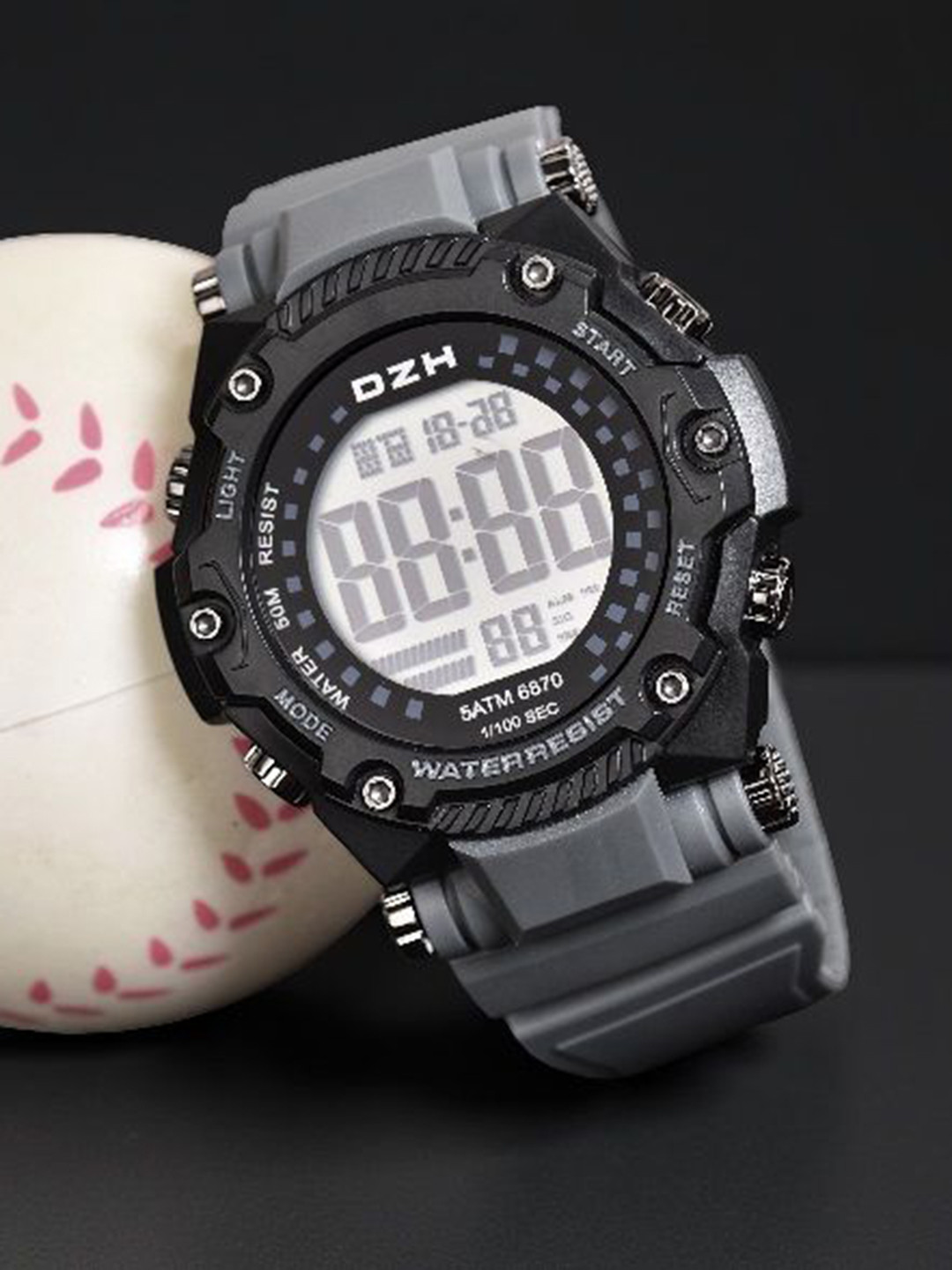 DZH Men Dial & Straps Digital Multi Function Watch DZH 6870-Grey1