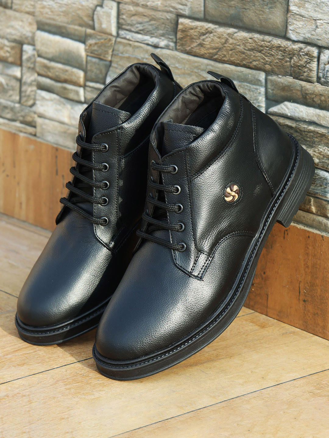 Celtic Men Leather Round Toe Lace-Ups Regular Boots