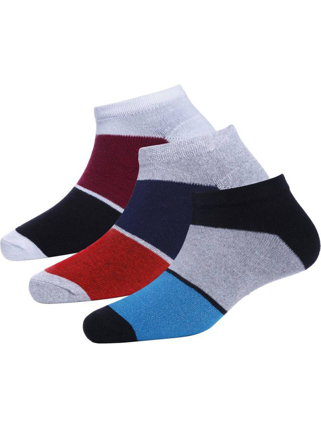 Rodzen Men Pack Of 3 Colourblocked Ankle-Length Socks