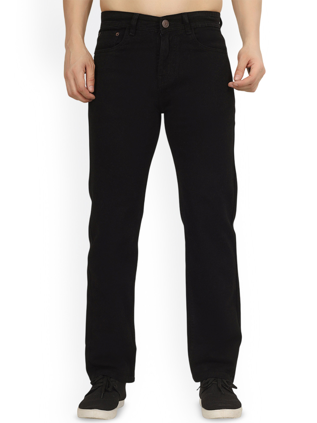 FLAKED Men Smart Relaxed Fit Mid-Rise Bleached Stretchable Organic Cotton Jeans