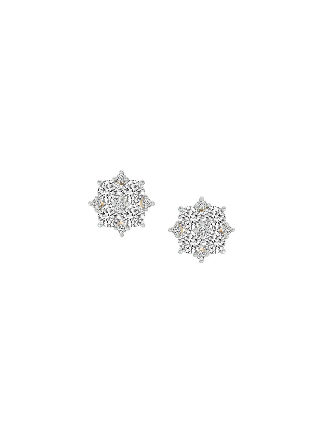 Sparkles 14Kt Gold Round Cluster Earrings With Lab Grown 1.23 Carat Diamond -1.57 g