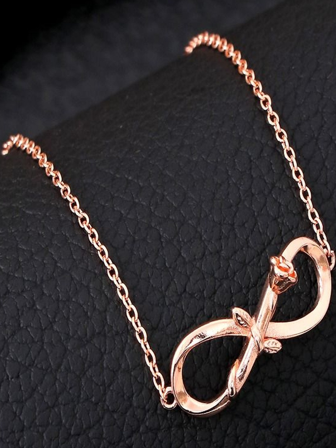 Jewelgenics Women Alloy Cubic Zirconia Rose-Gold  Infinity Bracelet